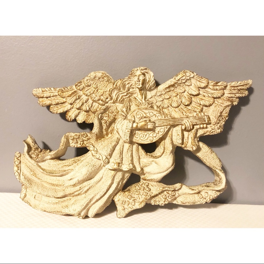 Jaimy Vintage Wall Art, White & Gold Angel,
10” X 16” x 1.5”